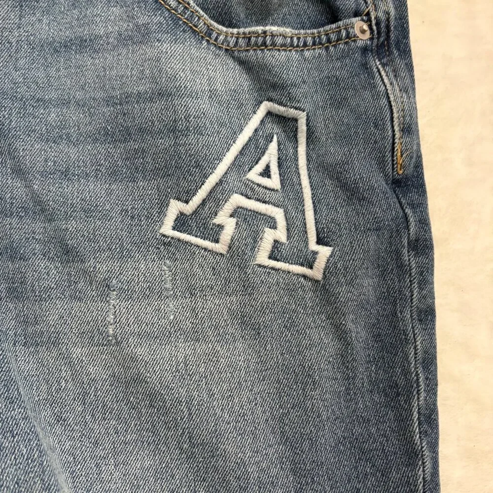 Womens Distressed Patchwork Denim Jeans Embroidered Juniors Size15 No Boundaries - Picture 9 of 13